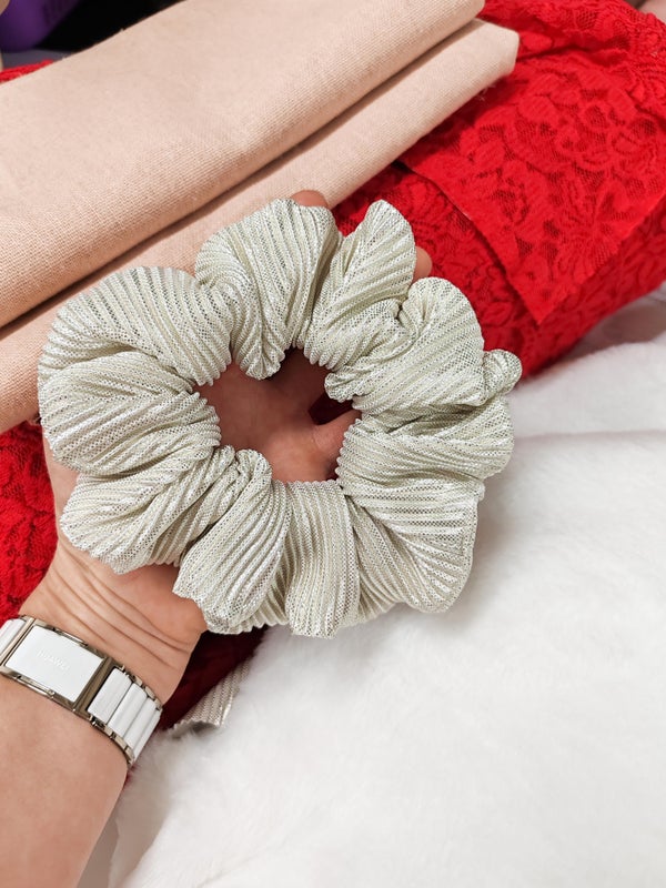 Scrunchie - Satiini-plisee Silver